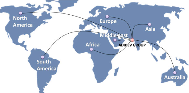 Adidev Exporter World Map